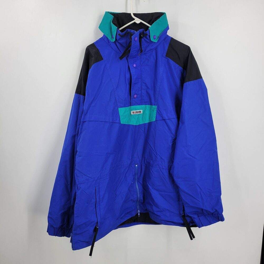Vtg 90s Columbia Colorblock Pullover Jacket XL Ski Snowboard Vaporwave 80s USA